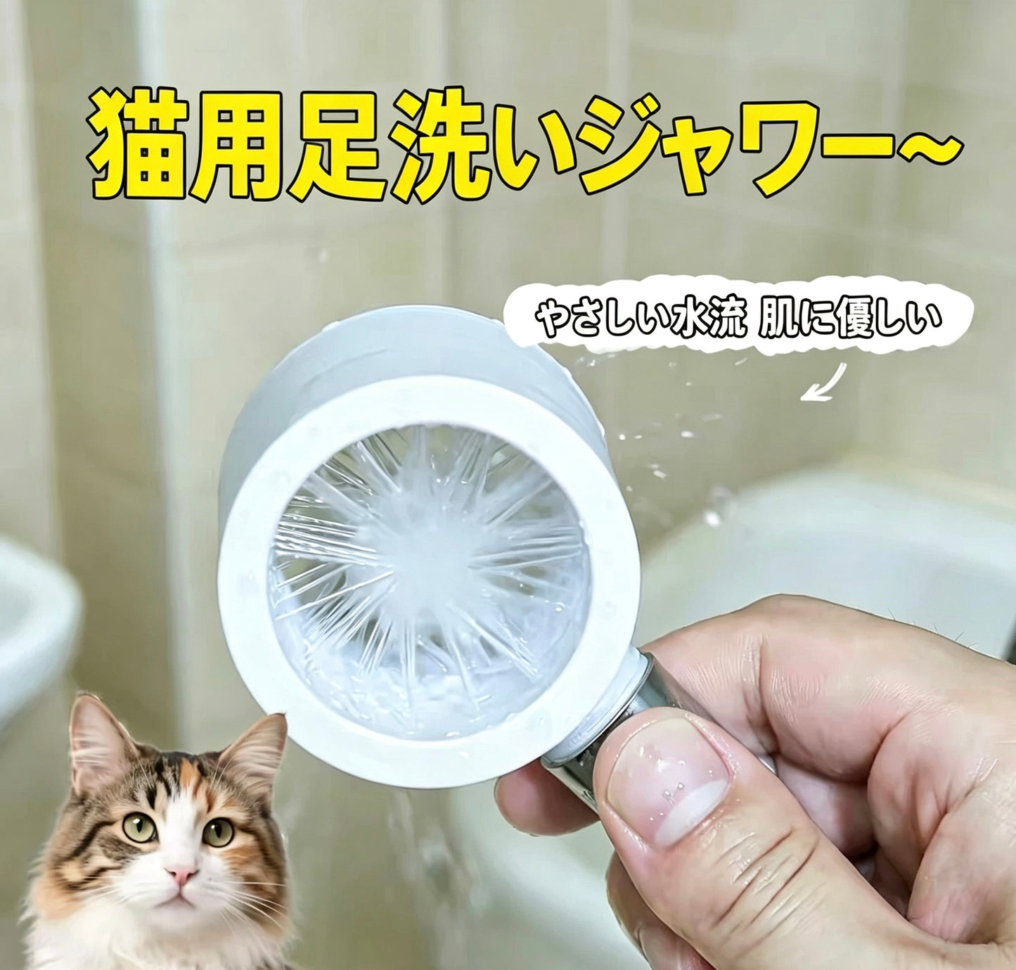 S  57  .ペット用足洗いカップ シャワーヘッド付き | 持ち運び ポータブル 犬 猫 足洗いボトル 万能回転 シャワーノズル 散歩 足元ケア 汚れ落とし
