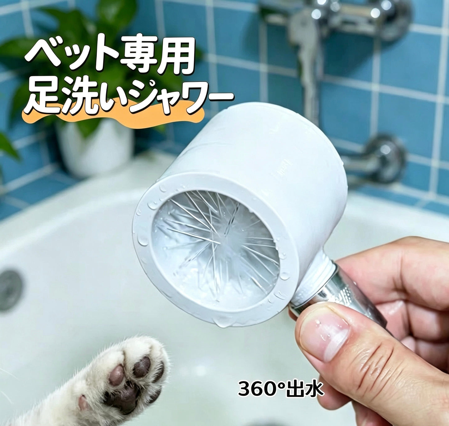 S  57  .ペット用足洗いカップ シャワーヘッド付き | 持ち運び ポータブル 犬 猫 足洗いボトル 万能回転 シャワーノズル 散歩 足元ケア 汚れ落とし