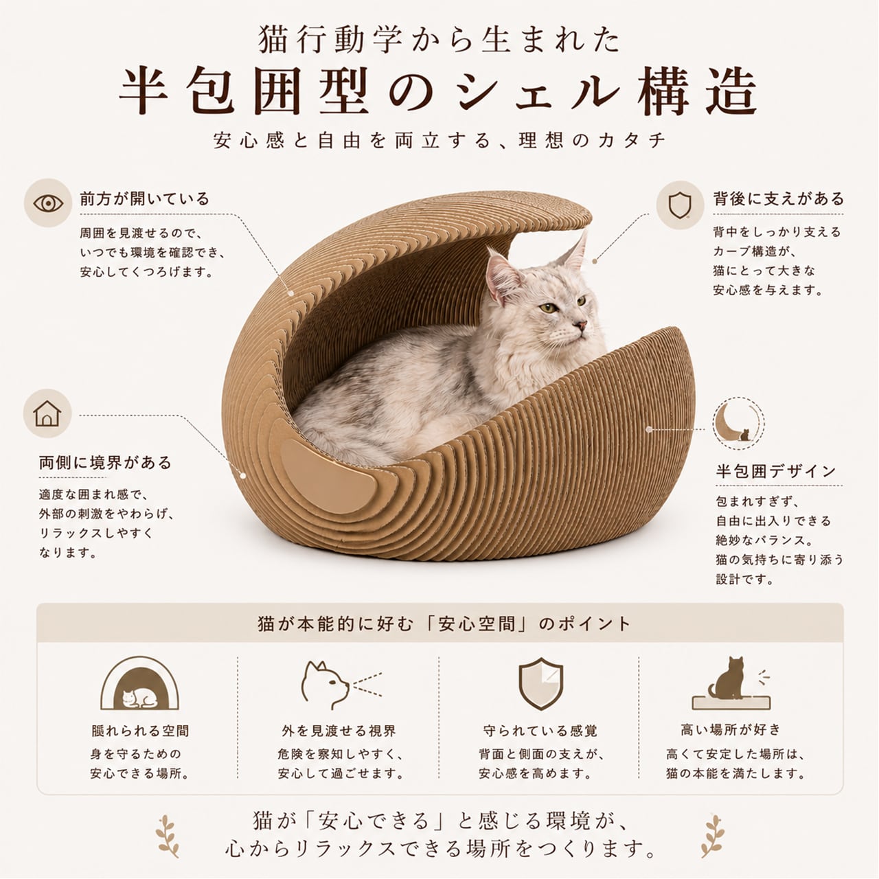 猫用ハウス・爪とぎ一体型