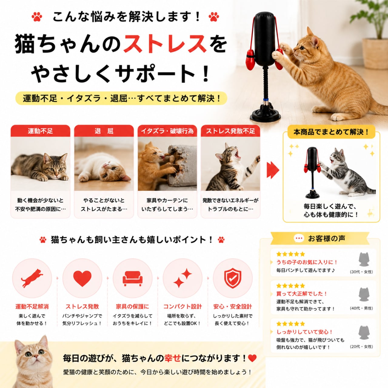 子猫用ボクシング吸盤付き猫じゃらし