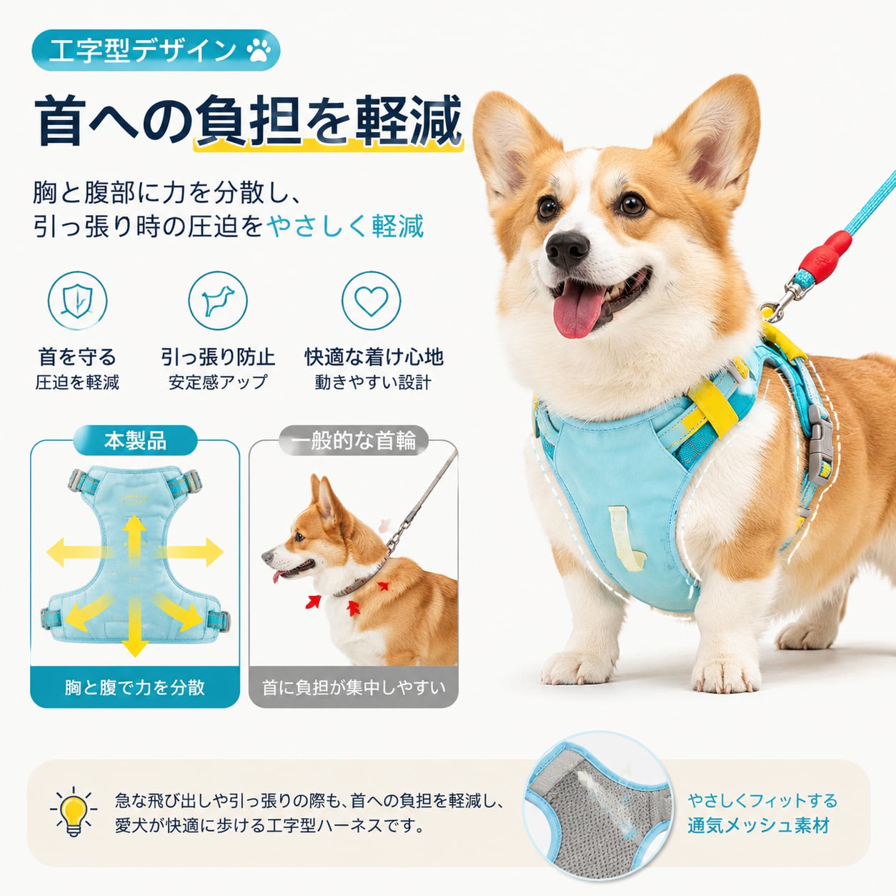 S  63  .犬用ハーネス＆リードセット 防爆走 胴輪タイプ 背面収納ポケット付き 防虫アロマ対応 反射テープ付き 小型犬・中型犬向け お散歩ハーネス