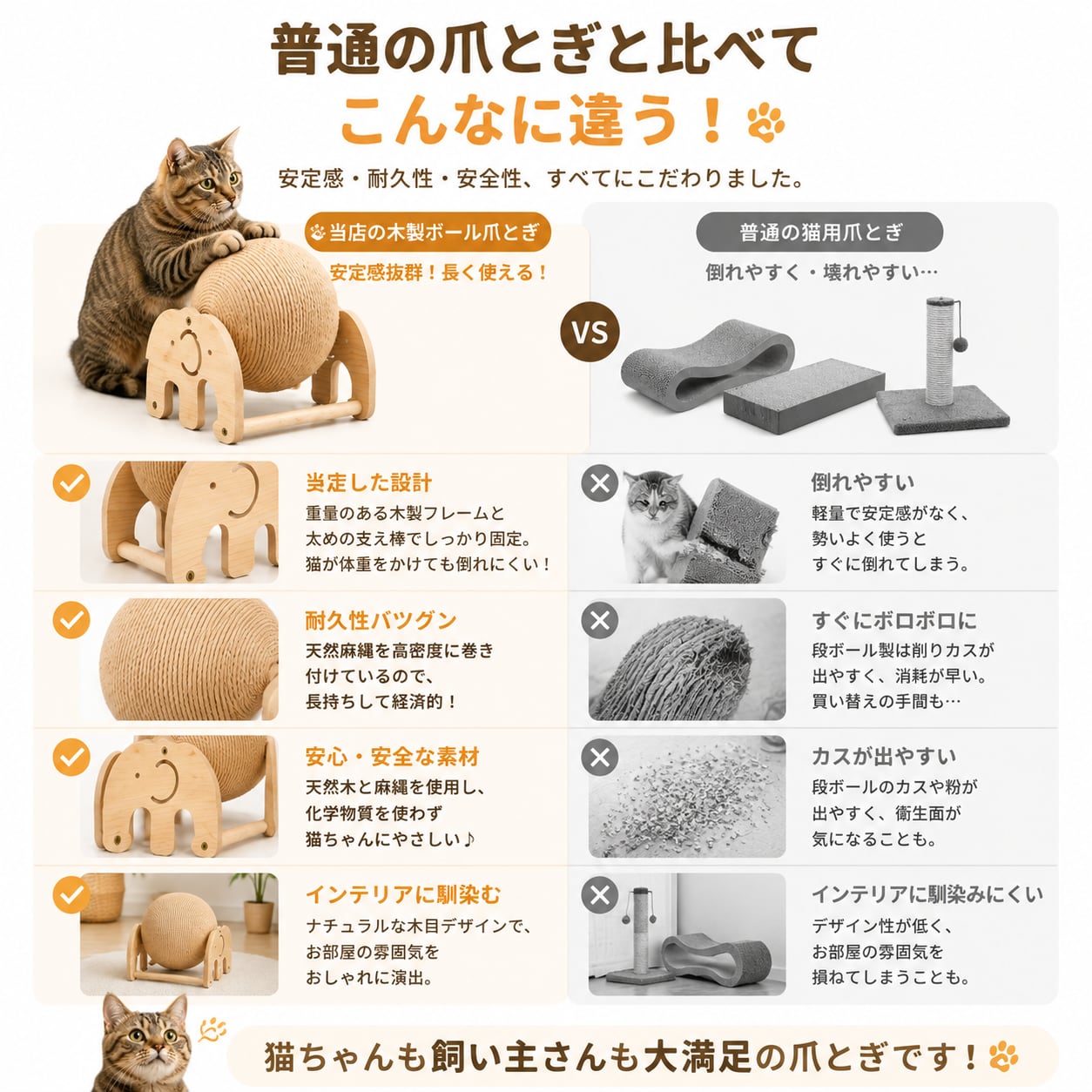 S 61  .猫用爪とぎボール 木製スタンド付き 麻縄ボール 猫おもちゃ 爪磨き ストレス解消 運動不足対策 ペット用品