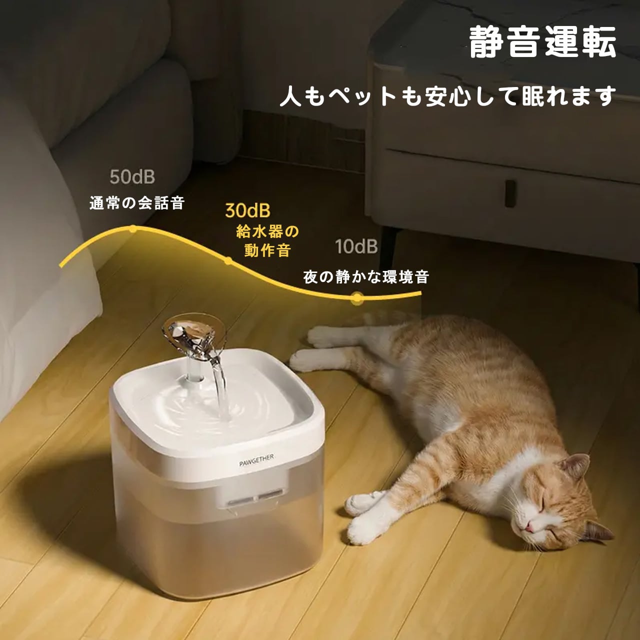 猫用自動給水器 活水循環ウォーターファウンテン フィルター搭載 静音設計 猫犬兼用 熱中症対策 水分補給 梅雨・夏対応