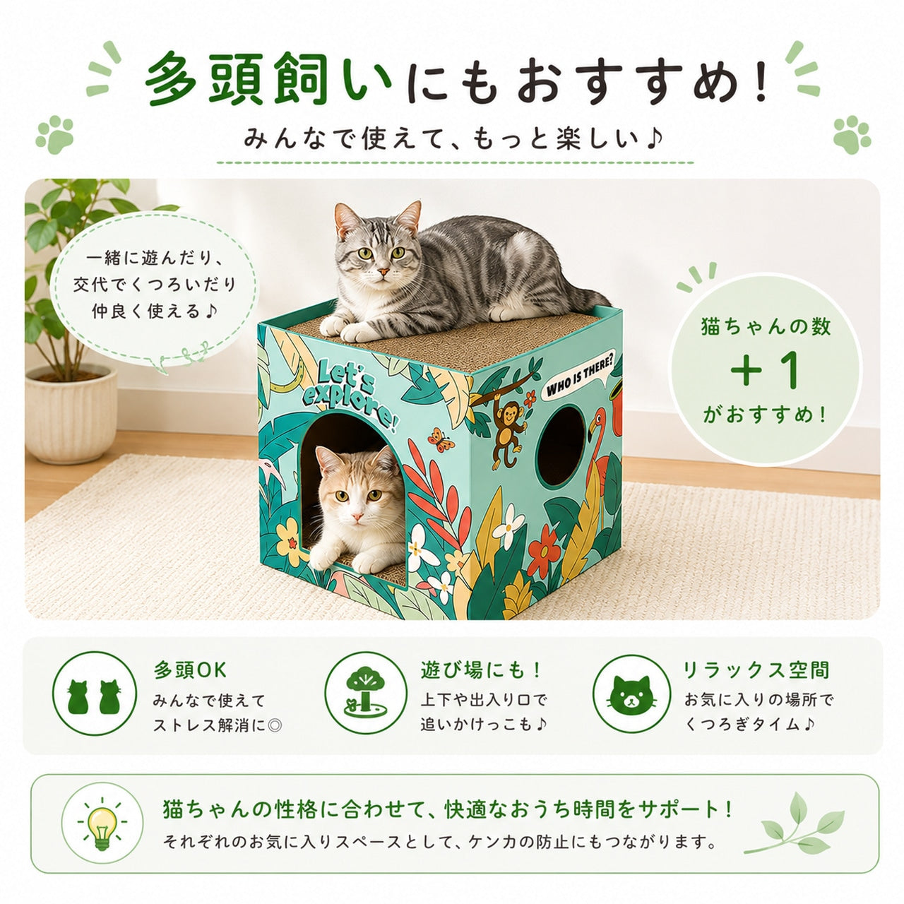 爪とぎ＋寝床一体型 高密度ダンボールネコハウス